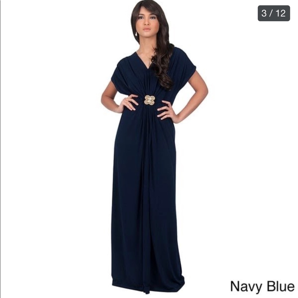Grecian style navy maxi with gold accent NWT XL